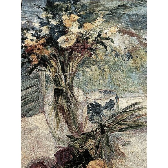 Italian Tapestry Wall Art Hanging Decor Tuscany Floral Signed Allayn Stevens - Picture 5 of 11